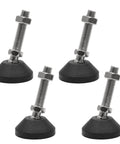 Rock Solid 4 Pack M10 Adjustable Furniture Levelers Featuring Tough Nylon Base And Included T Nuts To Kill The Wobble On Workbenches Tables Cabinets And Chairs Rust Proof Swivel Legs For Steady Floors Every Day - Adjustable feet with black nylon bases and steel threads.