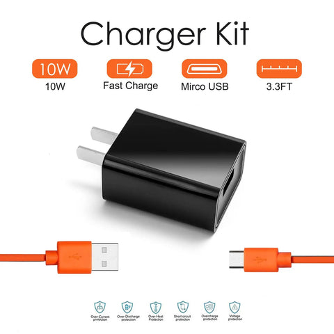 Orange USB Charging Cable For Ring Video Doorbell 2 3 3 Plus 4 Peephole Cam And Doorbell Pro Battery Replacement Power Cord Easy Plug And Charge Safe Fast Charge