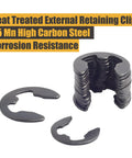 Beefy 300 Piece E Clip Set In Black Alloy Steel External Retaining Rings M1.5 Through M10 for machinery and automotive use