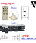 Six Pack 12 Amp 110V Electromagnetic Relay With Handy Test Switch LED Indicator 1NO 1NC SPDT DPDT 5 Pin Socket Base