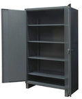 Extra Heavy Duty All Welded Steel Storage Cabinet Built Like A Tank Lockable Pegboard Tool Organizer with open door and shelves