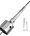 2.5 Inch Concrete Hole Saw With SDS Plus Shank And 220mm Connecting Rod, 6.3mm Tungsten Carbide Tip For Fast Drilling Through Concrete Cement Brick Wall, Includes Center Bits, Screws, And Plastic Dust Bags