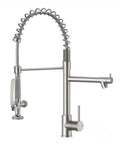 Heavy Duty Commercial Pull Down Kitchen Faucet With Sprayer In Brushed Nickel All Metal Body Pro Grade Durable Spring Magnetic Dock Ceramic Cartridge Easy Point Sprays Built For Busy Kitchens And Everyday Use