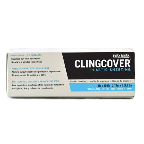 Cling Cover Plastic Sheeting 9 Ft By 400 Ft Dispenser Box That Grips Surfaces Without Tape Heavy Duty Masking Film