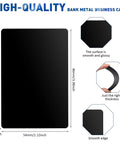 Diagram of 300 Piece Aluminum Engraving Blanks Set For DIY Cards And Projects, 86x54 mm, 0.21 mm thick, black finish, showing features.