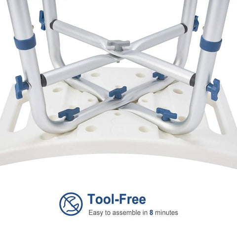 Heavy Duty Shower Chair For Bathtub With 500lb Capacity Adjustable Height No Tools Needed Non Slip Seat Anti Slip Feet White Or Beige Safe And Easy Bathroom Upgrade