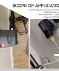 Two views of the Premium No Sweat Car Cigarette Lighter To House Outlet Adapter Ac Dc Power Converter for small electronics.