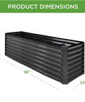 8x2x2 Ft Outdoor Metal Raised Rectangular Garden Bed With Open Base Drainage Heavy Duty Deep Root Planter For Vegetables Flowers Herbs And Succulents 239 Gallon Capacity Gray, front view
