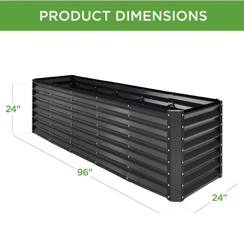 8x2x2 Ft Outdoor Metal Raised Rectangular Garden Bed With Open Base Drainage Heavy Duty Deep Root Planter For Vegetables Flowers Herbs And Succulents 239 Gallon Capacity Gray, front view