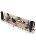 Rock Solid Angle Adjustable Sharpening Jig For Handheld Insert Grinder And Belt Sander showing aluminum frame and turnbuckle lock.