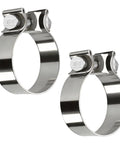 2.5 Inch Exhaust Clamp Universal Stainless Steel Narrow Band For 2.5 Inch OD Pipes Mufflers Catalytic Converters Easy Clamp No Weld No Fuss Connection Durable 304 Stainless Fits Standard Exhaust Systems 2 Pack, showing twin clamps