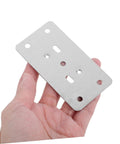 Hand holding Cabinet Hinge Repair Plate For Easy DIY Door Fixes Quick Install Plate For Cabinet Doors Safe Rounded Edges Hinge Repair Kit
