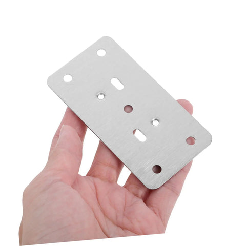 Hand holding Cabinet Hinge Repair Plate For Easy DIY Door Fixes Quick Install Plate For Cabinet Doors Safe Rounded Edges Hinge Repair Kit