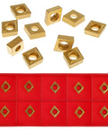 CCMT060204 diamond carbide lathe inserts; 10 pieces with center holes in red storage tray