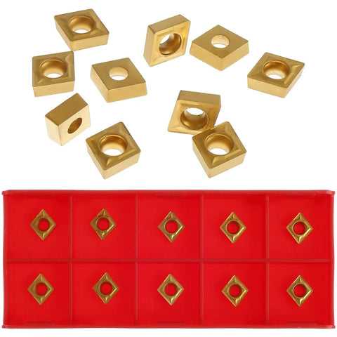 CCMT060204 diamond carbide lathe inserts; 10 pieces with center holes in red storage tray