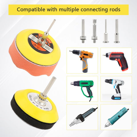 131Pcs 3 Inch Sanding Disc Drill Polishing Kit with attachments and compatible drills shown