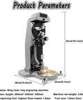 Professional Grade Double Sided Ring Engraver With High Precision Inner Stamping Dial And Smooth 360 Rotation, side view with size dimensions shown.