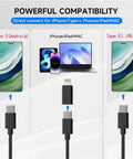 Straight Up Crisp 960P Industrial Endoscope Camera And Ten Meter Flexible Borescope With Dual Port Type C Plug connections for various devices.