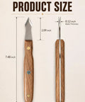 Straight Shooter High Carbon Steel Wood Marking Knife For Dead On Precision Scoring, showing size dimensions and blade thickness.