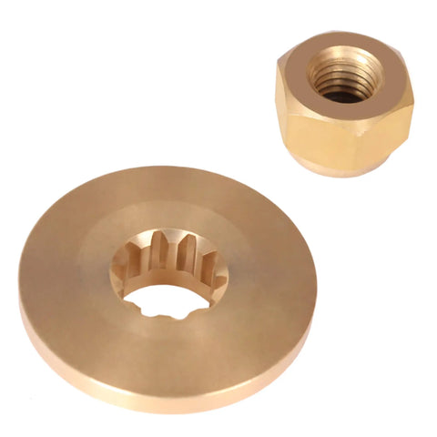Brass components of Thrust Washer And Prop Nut Kit For Mercury Outboard Motors 9.9HP To 25HP Durable Marine Grade Replacement.