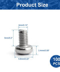 100 Pack M3 X 5mm Phillips Pan Head Machine Screws Pro Shop Grade 304 Stainless Steel Rust Resistant Hardware Fasteners size details