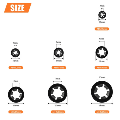 Solid As A Rock Star Lock Washers And Speed Clip Hardware Assortment Kit With M3 To M12 Steel Fasteners featuring various sizes.
