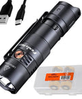 800 Lumen USB Rechargeable EDC Flashlight With Dual Switch Tail Light, USB-C cable, 2 ARB L16 batteries, LumenTac organizer