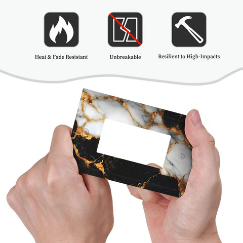 Fresh Black Gold Marble Decorative Outlet Covers And Single GFCI Switch Plates One Gang Rocker Wall in hand, showcasing marble design.