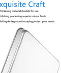 Close-up of 18 Inch Stainless Steel Baking Sheets Set Of 2 with rolled edge and mirror finish details, non toxic, rust resistant.