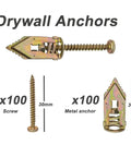 DIY Friendly 200Pc Self Tapping Drywall Anchors And Screws Kit For Plasterboard Use With Integrated Drill Tip Grab And Go Mount Wall Dowel Set for 30mm metal anchor and screw