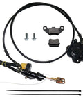 Rear Hydraulic Brake Kit With Caliper And Master Cylinder For Disc Rotor And Pads For 50cc To 250cc Rugged Go Karts Golf Carts ATVs Buggy Coolster Taotao Black with components displayed