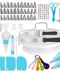 Dope 104 Piece Cake Decorating Tool Set With Turntable Piping Tips Scrapers Molds And Bag Caps Anti Shed Pro Grade