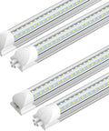 Bright 2 Foot LED Shop Light 22W 3300 Lumens 5000K Daylight V Shape Linkable Ceiling Tube Fixture, white end caps, side angle