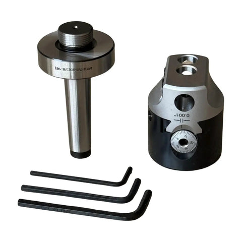2 Inch Boring Head With MT2 Shank, 3/8-16 Thread, 1/2 Inch Boring Bar Set, Includes 9 Piece 1/2 Inch Shanks, Pro Grade Precision 0.001 Inch Graduation