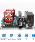 DIY Acrylic Open Frame PC Case For MATX ITX Motherboards Gaming And Test Bench Rack with components installed