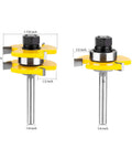 Tongue And Groove Router Bit Set Of Two With One Quarter Inch Shank Three Teeth Adjustable T Shape Wood Milling Cutter