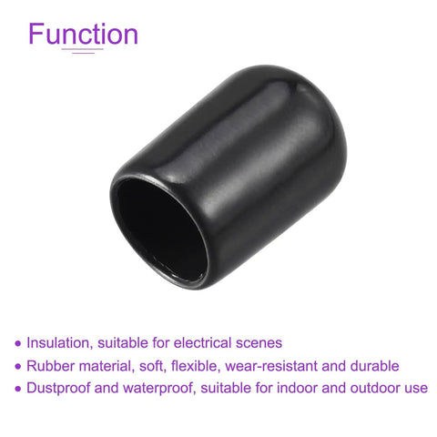 20 Pack Three Eighths Inch Black Screw Thread Protectors Rubber End Caps Bolt Covers For Screws Bolts Furniture Feet Pipe Ends And Fence Railings Nine Point Five Millimeter Inner Diameter Easy Snap On Durable Protective Caps