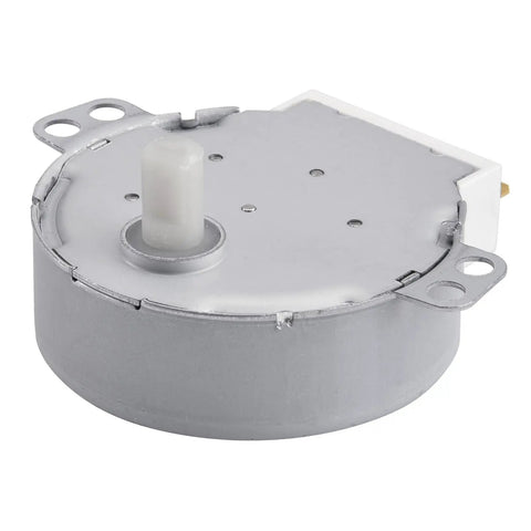 Top Notch Synchronous Motor 220V 50Hz 4 RPM CW CCW Replacement For Microwave Oven Turntable gray metal motor with white shaft.