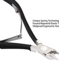 Close-up of Must Have Pro Cuticle Trimmer With Pusher And Nipper Stainless Steel Manicure Pedicure Tool with ergonomic handle.