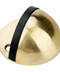 2 Pack Drill Free Floor Mounted Door Stops With Self Adhesive Tape Or Screws Gold Finish Black Rubber Bumpers Wall Protectors For Bedroom Shower Office Easy Install