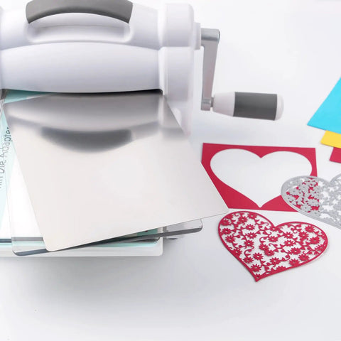 3 Piece Die Cutting Pad And Shim Set For Standard Die Cutting Machines with stainless adapter plate and heart-shaped cutouts