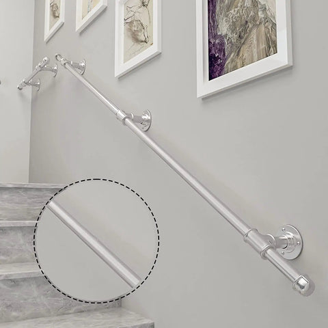Super Durable Wall Mount Stair Handrail For Indoor Outdoor Spaces Rust Proof Wrought Iron Banister along stairs with supports