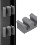 Four Piece Silicone Shower Door Stopper Set With Framed Sliding Bumpers For Anti Collision Protection Of Glass Shower Doors Suitable For All Shower Glass Types Clear Grey Finish Includes Four Screws displayed in use on glass shower frame