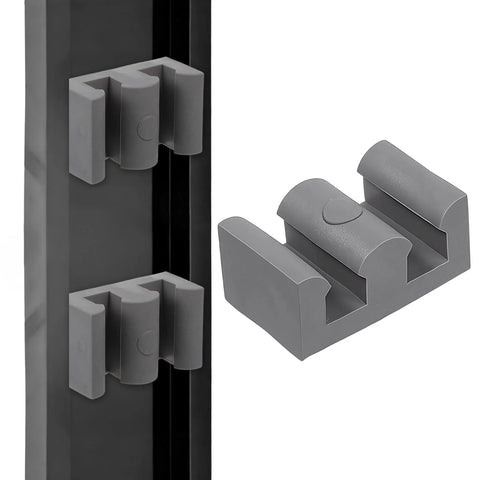 Four Piece Silicone Shower Door Stopper Set With Framed Sliding Bumpers For Anti Collision Protection Of Glass Shower Doors Suitable For All Shower Glass Types Clear Grey Finish Includes Four Screws displayed in use on glass shower frame
