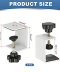 Product size description for Heavy Duty C Clamps 2 Pack White Metal Desk Clamp With Protective Pads For Fixing Acrylic Glass Plastic Wood Sheets