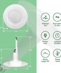 Infographic of 4 Pack 5 To 6 Inch LED Recessed Can Lights With Adjustable Length, Retrofit Downlights, dimensions and features highlighted