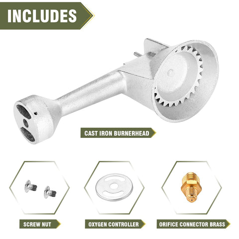 High Pressure Cast Iron Propane Burner Head With 0-20 Psi Adjustable Regulator And 4.1 Ft Hose Brass Fitting components