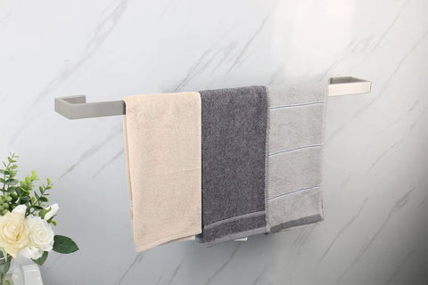 Beefy Wall Mounted Towel Bar 30 Inch In Brushed Nickel Finish, Thickened SUS304 Stainless Steel Towel Rack with towels hanging