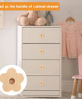 Flower Shaped Wooden Knobs Set Of 6 Natural Beech Wood Drawer Handles with single hole on dresser