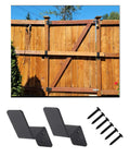 2x4 Door Barricade Brackets Z Shape Black Heavy Duty Security Lock Bar For Home Safety installed on wooden gate with screws